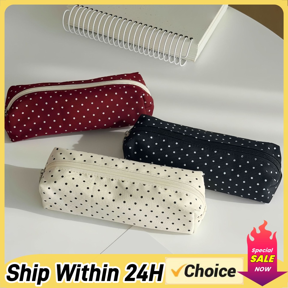 かわいい水玉模様のペンケース、おしゃれなペンシルポーチ、Y2 - Aesthetic Large Pencil Case Pouch のレビューと価格