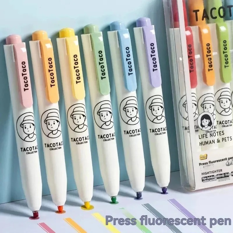6 ピース/セットパステルカラーマカロン蛍光ペンマーカーペン - Pastel Highlighter Set Double Ended のレビューと価格
