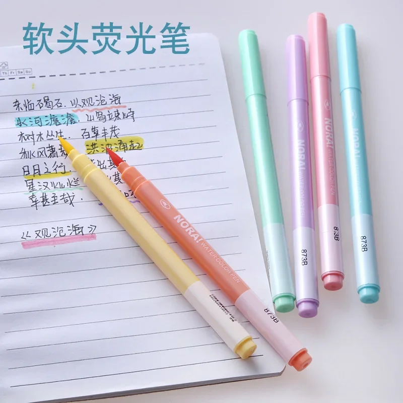 カワイイカラーブラシ蛍光ペン、マンガペン、パステルカラー、ス - Pastel Highlighter Set Double Ended のレビューと価格