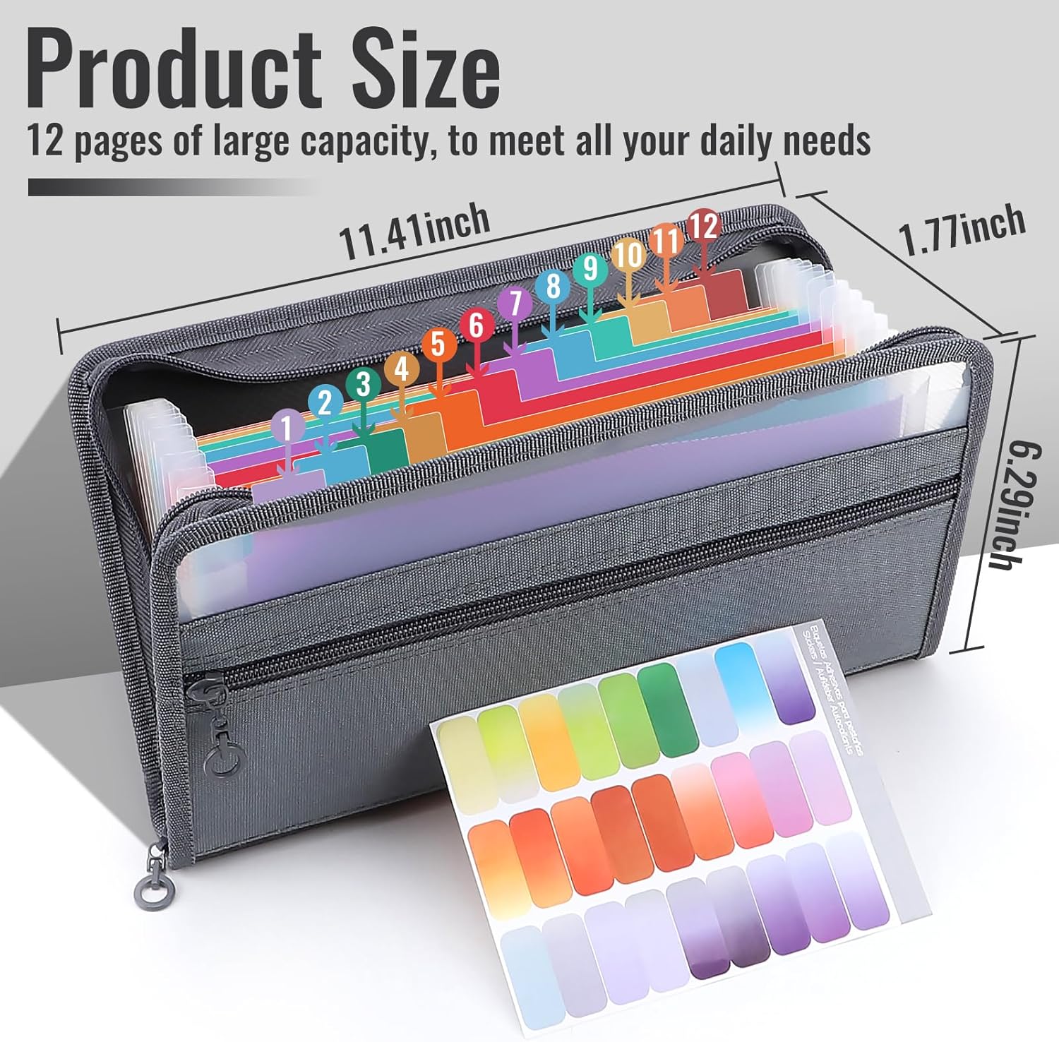 小型アコーディオンA6ファイルオーガナイザー、安全ジッパー付 - Expandable Accordion File Folder 13 Pockets のレビューと価格