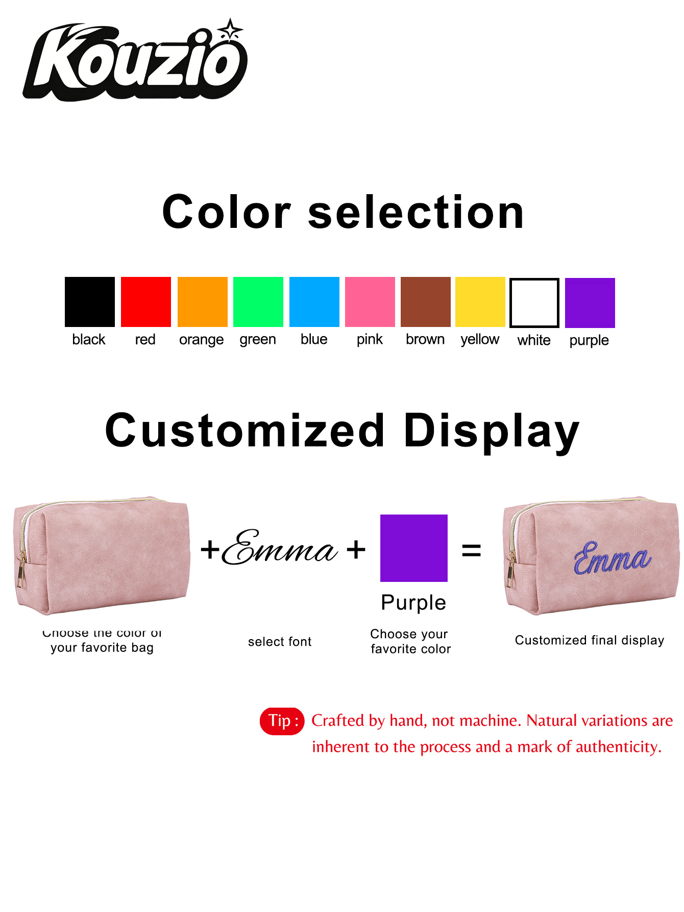 大きな正方形のフェイクスエード製カスタムテキスト刺繍ジッパー - School Supplies のレビューと価格