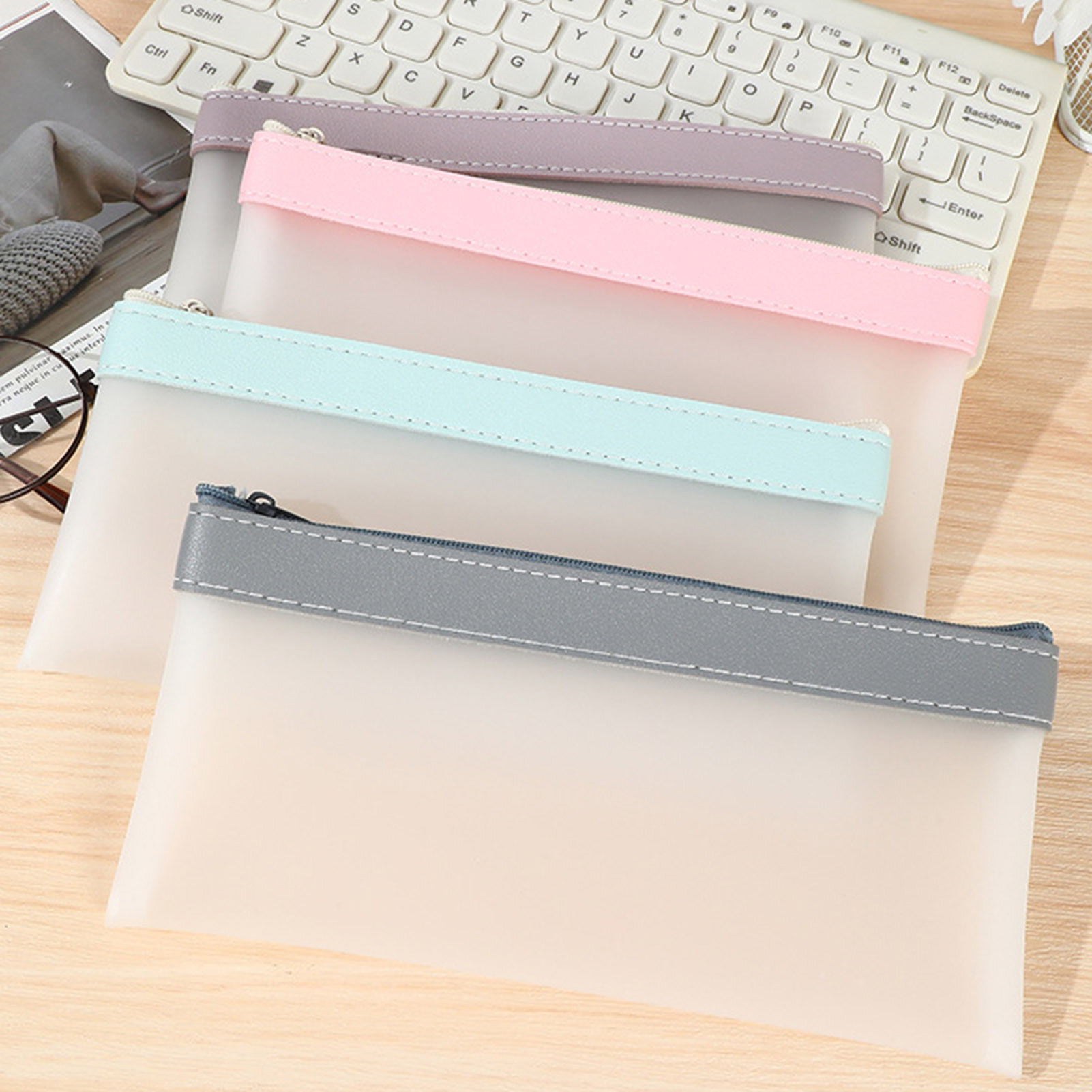 学生のための透明なつや消しペンシルケース,大容量ポーチ,素敵 - Aesthetic Large Pencil Case Pouch のレビューと価格