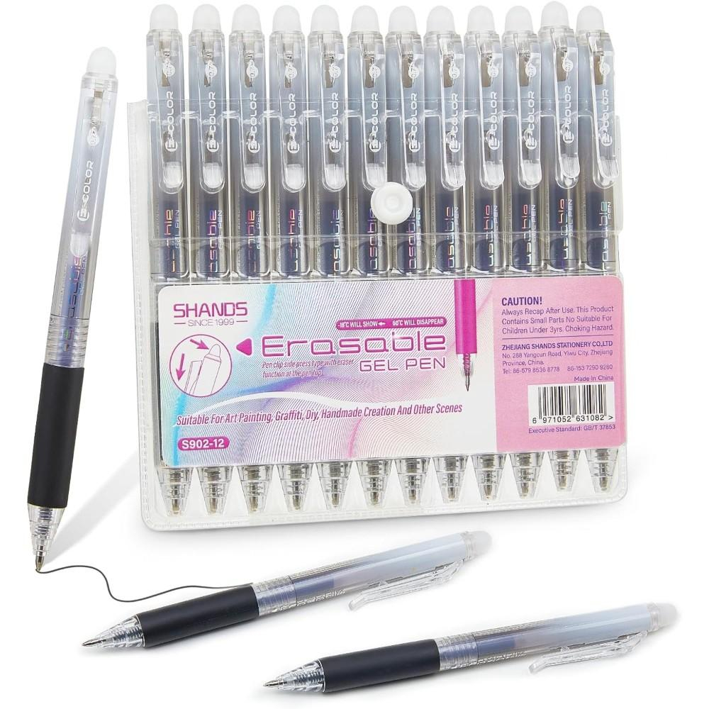 12本パック 0.7mm消せるゲルペン、滑らかな書き味、クリ - Retractable Eraser Pen Click のレビューと価格