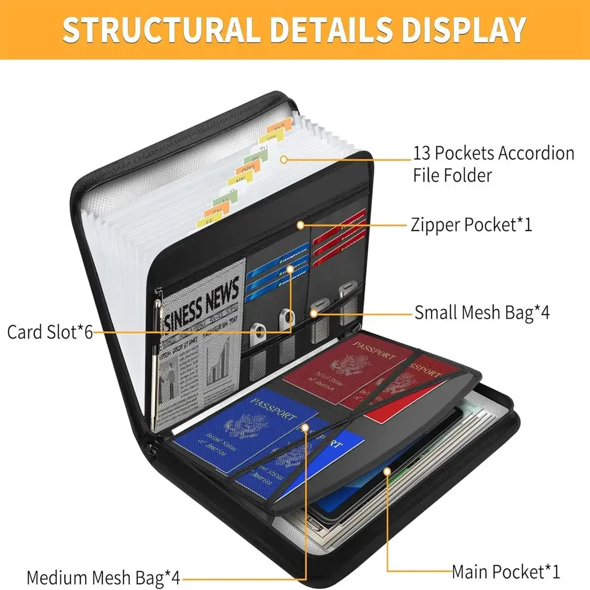 耐火・防水拡張ファイルフォルダー 13ポケット アコーディオ - Expandable Accordion File Folder 13 Pockets のレビューと価格