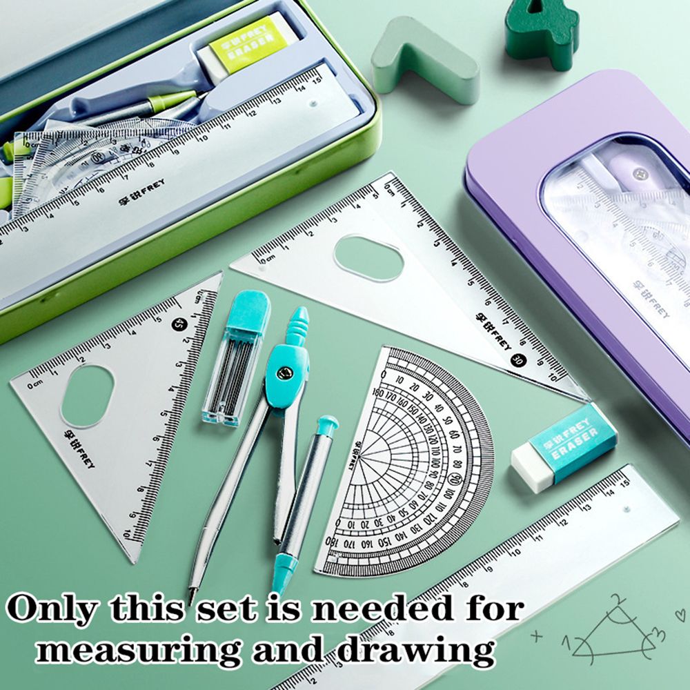 学生のための幾何学分度器セット、定規、コンパス、鉛筆、幾何学 - Math Geometry Set With Compass のレビューと価格