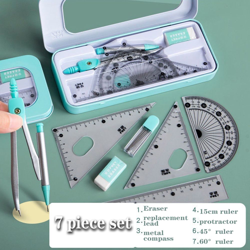 学生のための幾何学分度器セット、定規、コンパス、鉛筆、幾何学 - Math Geometry Set With Compass のレビューと価格