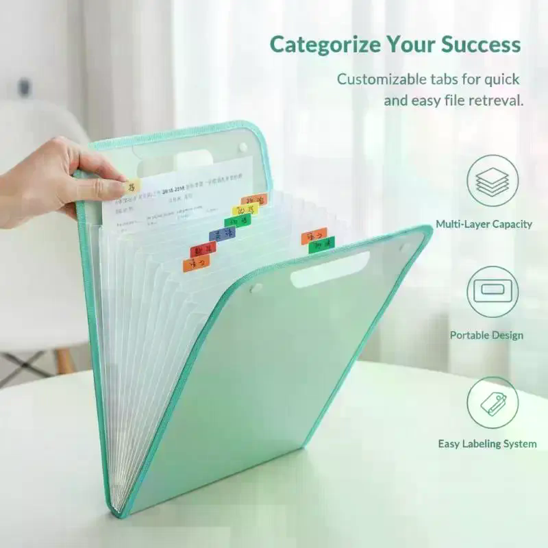 13ポケット拡張ファイルフォルダーA4 - ハンドル付きポー - Expandable Accordion File Folder 13 Pockets のレビューと価格